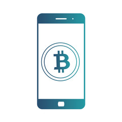 Smartphone banking dollar icon. Mobile payment with smartphone. Crypto-currency market. Isolated gradient blue icon on white background