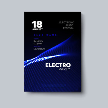 Electro party invitation poster.