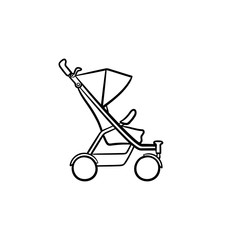 Baby pushchair hand drawn outline doodle icon. Pram for baby vector sketch illustration for print, web, mobile and infographics isolated on white background.