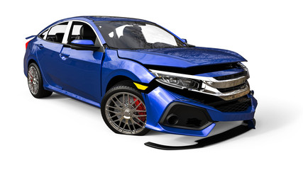 car crash / 3D render image representing an car with visible damage