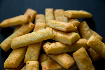 Yellow curd cookies in the form of sticks