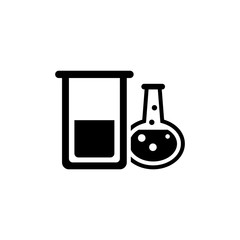 Chemical Laboratory Test Tube. Flat Vector Icon. Simple black symbol on white background