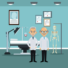 Medical teamwork at office cartoon vector illustration graphic design