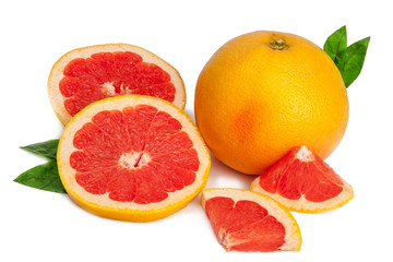 Sliced grapefruit isolated on white background