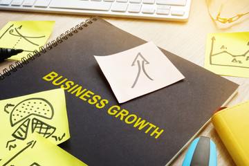 Book with title Business growth and sticks.