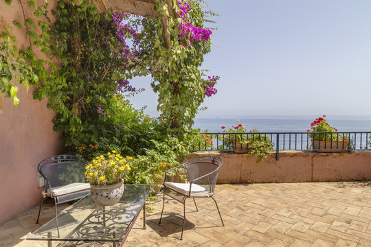 Summer terrace of seaside house