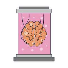 Human brain inside flask vector illustration graphic design