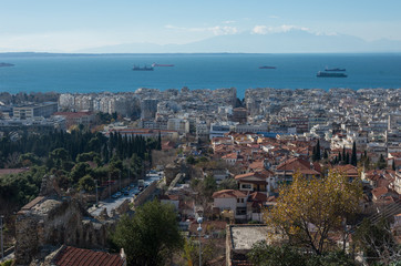 Aerial view of Thessaloniki, Greece. Thessaloniki is the second largest city in Greece and the capital of Greek Macedonia.