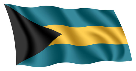 Bahamas flag. Isolated national flag of The Bahamas. Waving flag of the Commonwealth of The Bahamas. Fluttering textile bahamian flag.