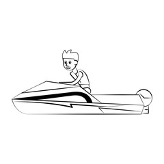 Fototapeta na wymiar Racing sport boat Water sport cartoon vector illustration graphic design