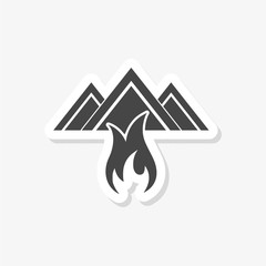 Fire warning sticker, simple vector icon