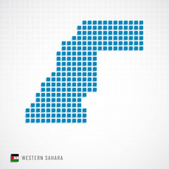 Fototapeta na wymiar Western Sahara map and flag icon