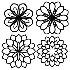 Ornamental round doodle flower isolated on white background. Black outline mandala. Geometric circle element. Vector illustration.