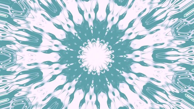 video con formas de flores, reflejos y &aacute;ngulos que se abren en forma de mandala girando y cambiando formas y figuras formadas con caleidoscopio con movimiento en blanco y azul