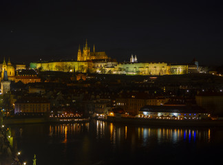 Fototapeta na wymiar Prague is the capital of the Czech Republic. Political and cultural center of Bohemia. Its historic center was included in the Unesco World Heritage. Landscape at the castle in the night