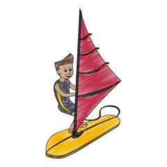 Windsurf Water sport cartoon vector illustration graphic design