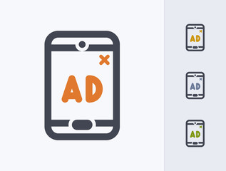 Mobile Ad - Outline Duo Icons. A professional, pixel-perfect icon.