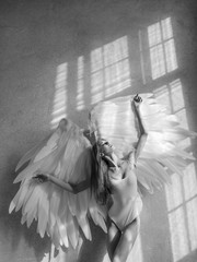 angel woman posing in studio
