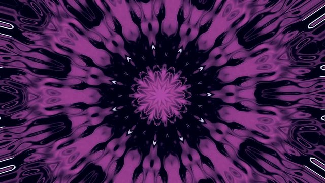 video con formas de flores, reflejos y &aacute;ngulos que se abren en forma de mandala girando y cambiando formas y figuras formadas con caleidoscopio con movimiento en morado y negro