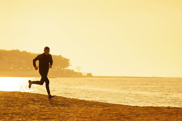 running on the beach