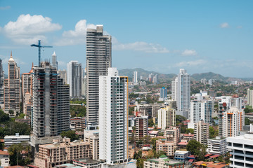 Fototapeta na wymiar skyscraper buildings in modern city skyline , aerial 