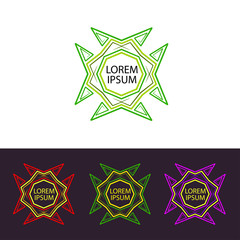 Abstraction illustration 80th. Psychedelic trans logo icon set.