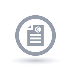 Paper Euro bill icon - European money document symbol