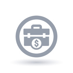 Briefcase dollar icon - Business suitcase money symbol