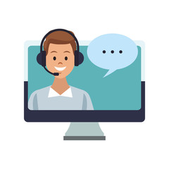 Online customer service from pc vector illustration graphic design