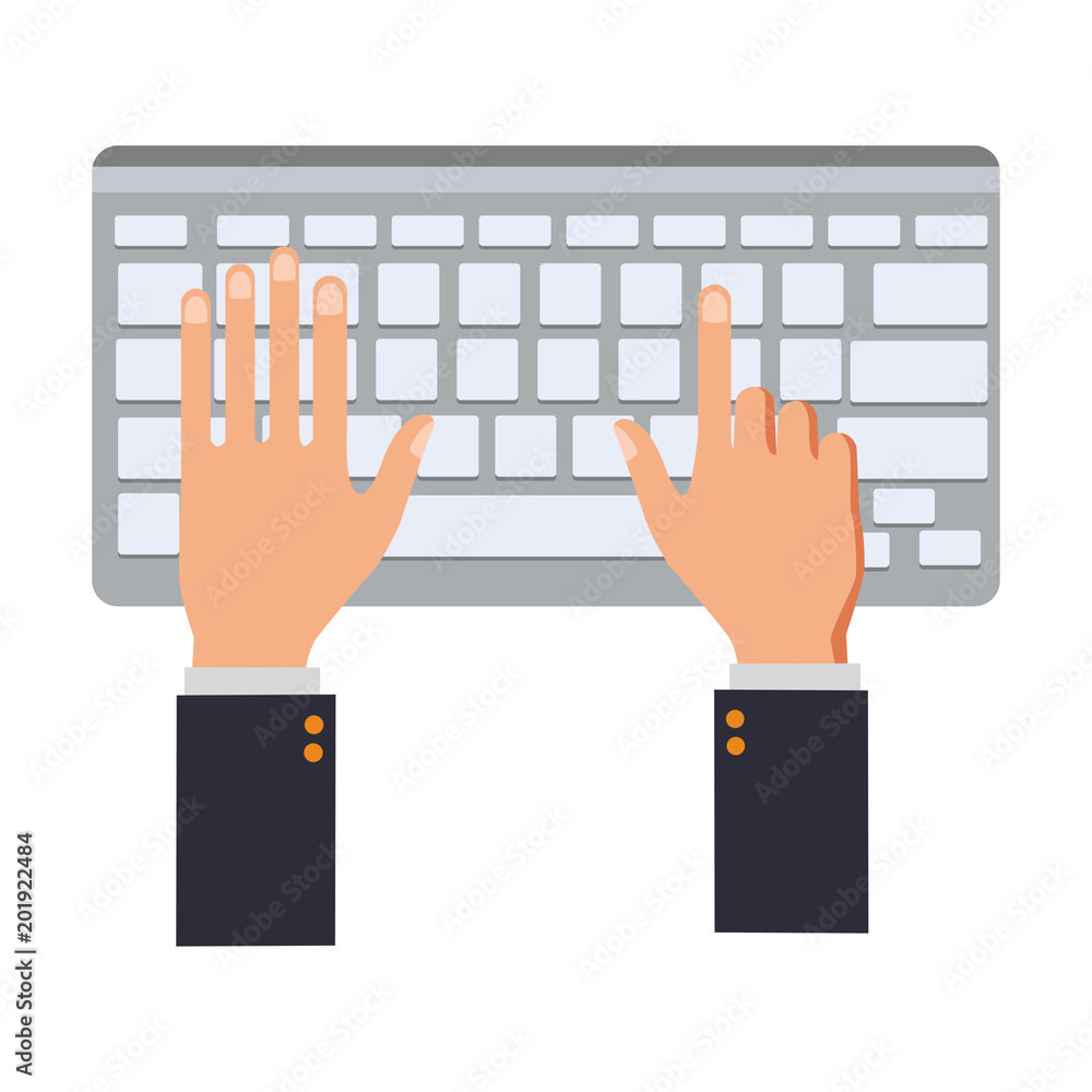 Poster hands using keyboard vector illustration graphic design
