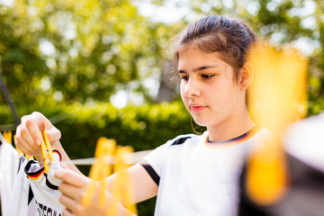 Fussball Wm Konzept (fussball trikot auf w&auml;scheleine)