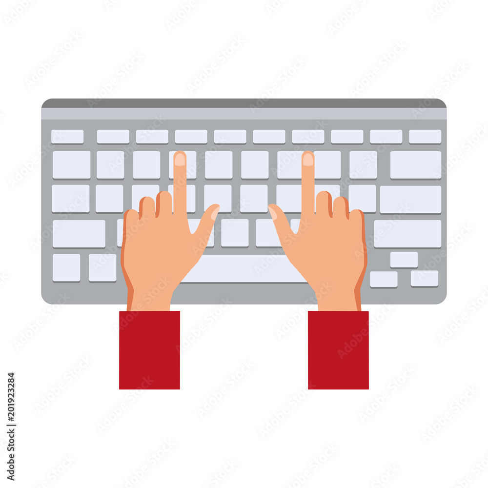 Poster hands using keyboard vector illustration graphic design