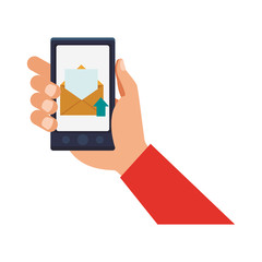 Sending email from smartphone vector illustration graphic design