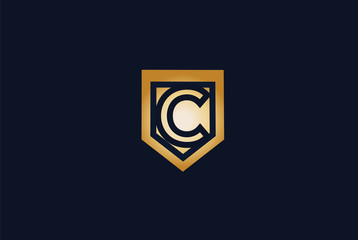 Modern Letter C Shield Logo Design Template.