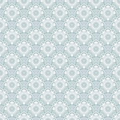 Floral blue and white ornament. Seamless abstract classic background with flowers. Pattern with repeating elements