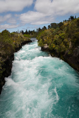 The river running into Huka Falls on the North Island of New Zealand. 