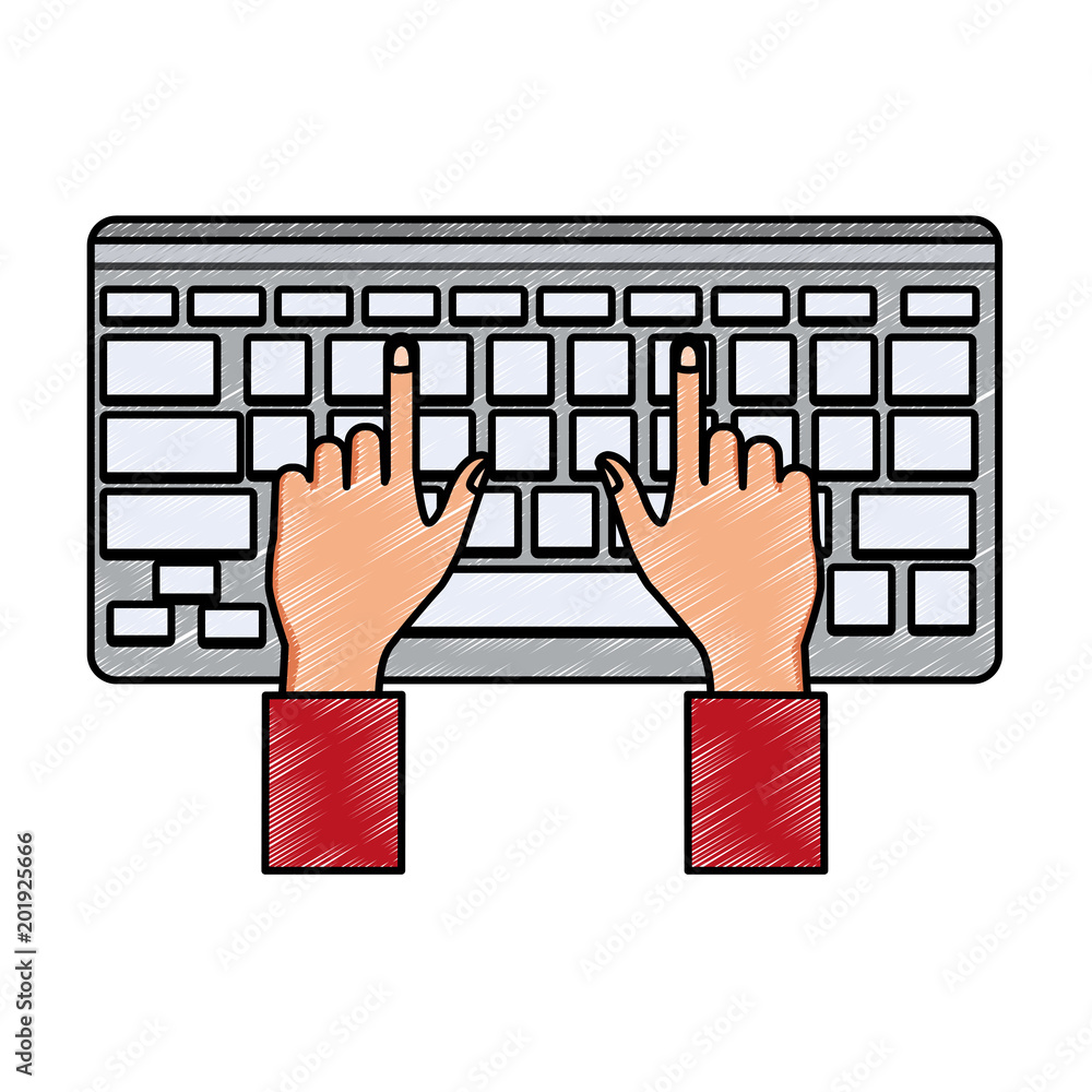 Poster hands using keyboard vector illustration graphic design