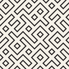 Stylish lines lattice. Ethnic monochrome texture. Abstract geometric background design. Vector seamless pattern.