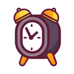 Vintage alarm clock icon. Retro style bell timepiece. Classic antique-styled twin bell morning wakeup. Mechanical traditional old style alarm in line style.
