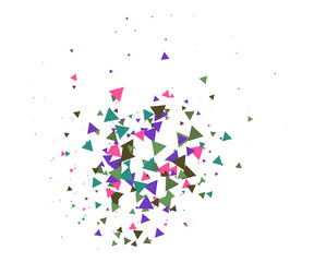 Colorful Shatter Vector Background. Atomic Bomb Explosion, Blast, Bang, Boom Concept. Broken Glass, Technology Futuristic Design. Moving Colorful Shatter Fragments. Cool Falling Triangles Explosion