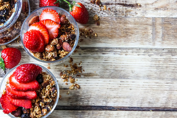 homemade yogurt with granola and strawberry f