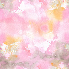 Abstract watercolor seamless pattern with colorful washes of paint