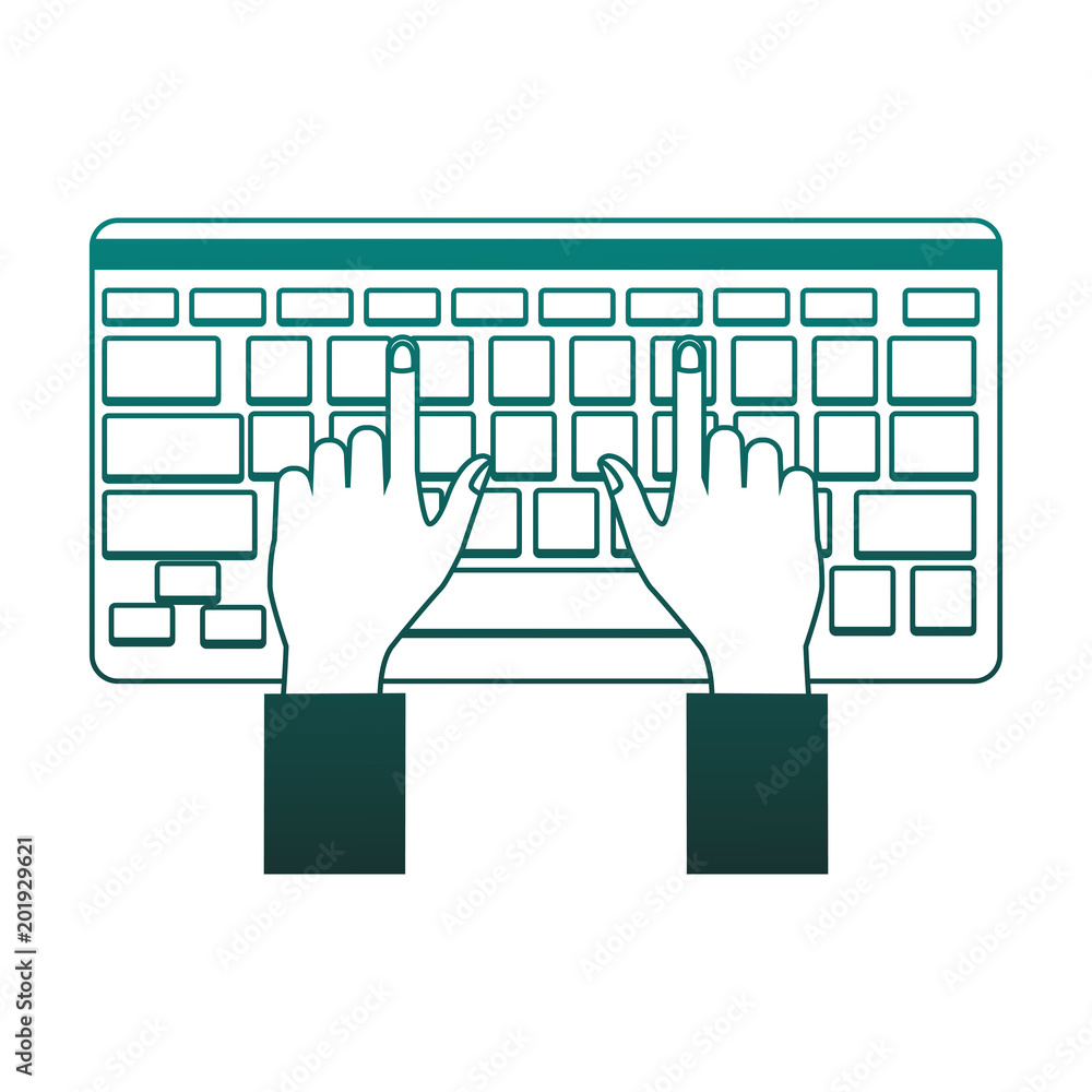 Poster hands using keyboard vector illustration graphic design