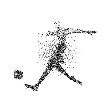 Soccer player particle splash poster silhouette