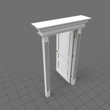 Open door with pillar frame