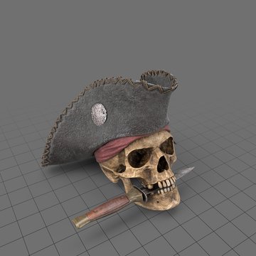 Halloween pirate skull with dagger