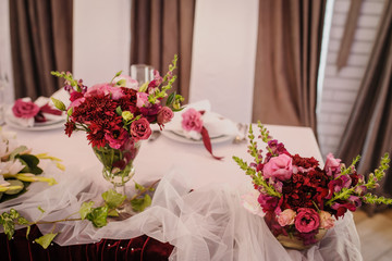 Restaurant wedding table decoration.