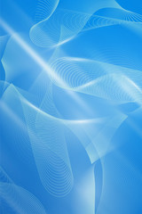 Blue abstract background with wavy lines. Vertical image.
