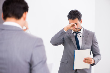Politician planning speach in front of mirror