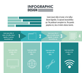 Infographic with statistics design on blue and white colors vector illustration graphic